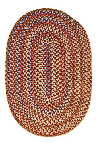 Super Area Rugs American Made Braided Rug For Indoor Outdoor Spaces RedNatural Multi Colored 2 X 3 Oval 0 3
