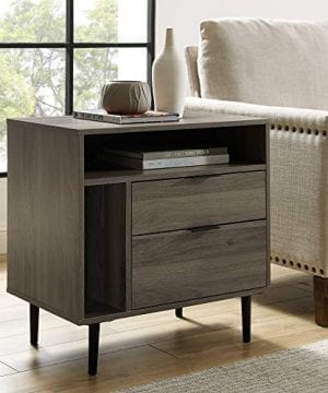 Walker Edison Furniture Company Modern Wood Nightstand Side Bedroom Storage Drawer And Shelf Bedside End Table 25 Inch Slate Grey 0 300x360