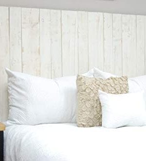 Whitewash Headboard Queen Size Weathered Leaner Style Handcrafted Leans On Wall Easy Installation 0 300x332