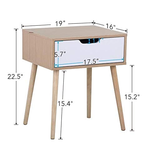 Yaheetech Mid Century Bedside Table Nightstand For Bedroom Sofa Side End Tables With Storage Drawer Wood Legs 19l X Farmhouse Goals