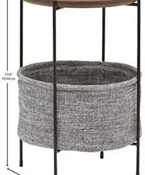 Amazon Brand Rivet Meeks Round Side Table With Fabric Storage Basket 24 H Walnut And Grey Farmhouse Goals