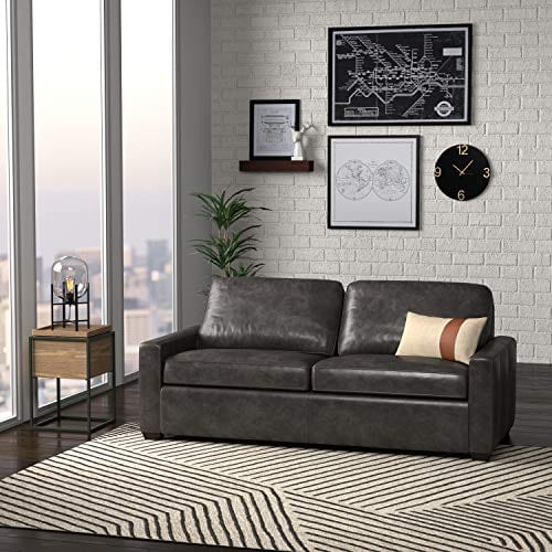 Rivet Andrews Contemporary Top Grain, Leather Sofa With Removable Cushions