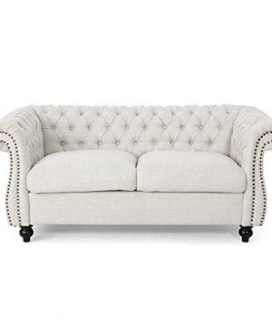 Christopher Knight Home Karen Traditional Chesterfield Loveseat Sofa Beige And Dark Brown 6175 X 3375 X 2775 0 300x360