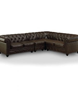 HOMES Inside Out Jaden Traditional Sectional Sofa Brown 0 300x360