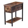 HOOBRO Side Table 2 Tier Nightstand With Drawer Narrow End Table For Small Spaces Stable And Sturdy Construction Wood Look Accent Furniture With Metal Frame Rustic Brown BF04BZ01 0 100x100