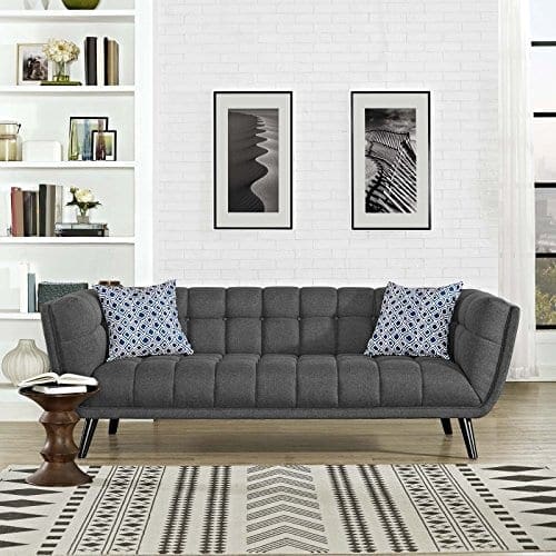 Modway Bestow Upholstered Fabric Button Tufted Sofa In Gray 0
