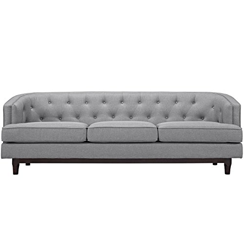 Modway Coast Fabric Upholstered Contemporary Modern Sofa Light Gray 0 1