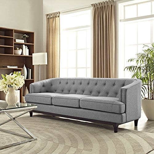 Modway Coast Fabric Upholstered Contemporary Modern Sofa Light Gray 0 2