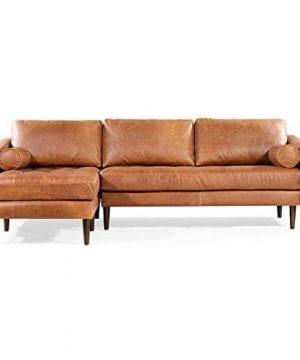 POLY BARK Napa Left Sectional Leather Sofa In Cognac Tan 0 300x360
