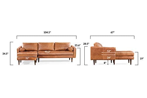POLY BARK Napa Left Sectional Leather Sofa In Cognac Tan 0 4