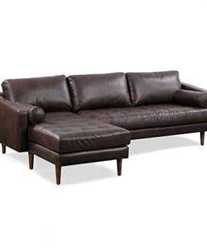 POLY BARK Napa Left Sectional Modern Leather Sofa In Madagascar Cocoa 0 300x360