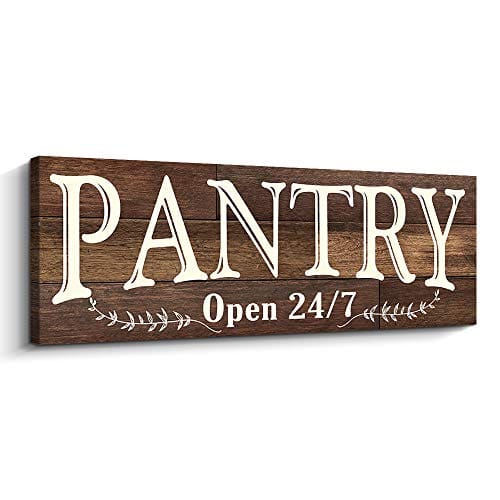 Pantry Sign Rustic Wood Color Canvas Wall Art Print Sign 6x17 Pantry Brown 0