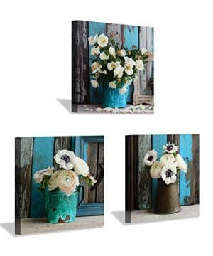 Rustic Flower Canvas Wall Art Flower Picture Botanical Art Prints For For Dining Room Bedrooms 12x12x3pcs 0 300x360