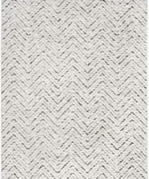 Safavieh Adirondack Collection ADR104N Ivory And Charcoal Modern Distressed Chevron Area Rug 6 X 9 0 300x360