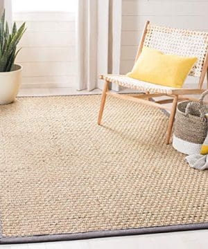 Safavieh Natural Fiber Collection NF114Q Basketweave Natural And Dark Grey Summer Seagrass Area Rug 5 X 8 0 300x360