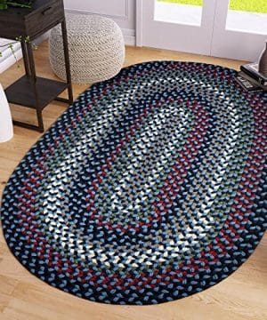 Super Area Rugs Santa Maria Braided Rug Indoor Outdoor Rug Washable Reversible Blue Patio Deck Carpet 5 X 8 Oval 0 300x360
