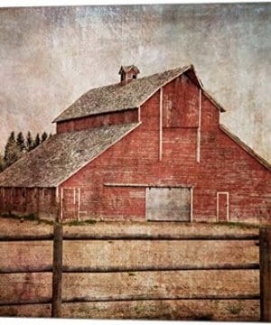 Courtside Market Christmas Red Barn 24x36 Canvas Wall Art