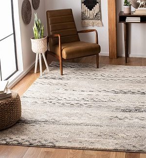HNU Farmhouse Area Rug 5' X 8' Oval Slate White Chic Geometric Braided Rug Reversible Indoor Outdoor Latex Free Modern Contemporary Classic Style 