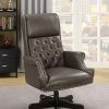 Benjara Benzara Leatherette Upholstered Tufted Office Chair With Nail Head Trim Gray 0 100x100
