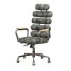 Benjara Leatherette Metal Swivel Executive Chair With Five Horizontal Panels Backrest Gray Black 0 100x100