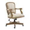 Benjara Striped Fabric Upholstered Office Swivel Chair With Adjustable Height Beige 0 100x100