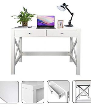 ChooChoo Home Office Desk Writing Computer Table Modern Design White Desk With Drawers 0 0 300x360