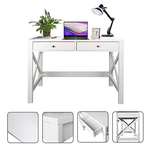 ChooChoo Home Office Desk Writing Computer Table Modern Design White Desk With Drawers 0 0