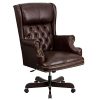 Flash Furniture High Back Traditional Tufted Brown LeatherSoft Executive Ergonomic Office Chair With Oversized Headrest Nail Trim Arms BIFMA Certified 0 100x100
