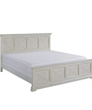 Home Styles Seaside Lodge White King Bed With X Frame Pattern Raised Panels Head And Footboard Hand Rubbed Painted Finish And Solid Mahogany Frames 0 300x360