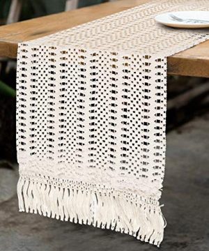 OurWarm Natural Macrame Table Runner Cotton Crochet Lace Boho Wedding Table Runner With Tassels For Bohemian Rustic Wedding Bridal Shower Home Dining Table Decor 12 X 108 Inch 0 300x360