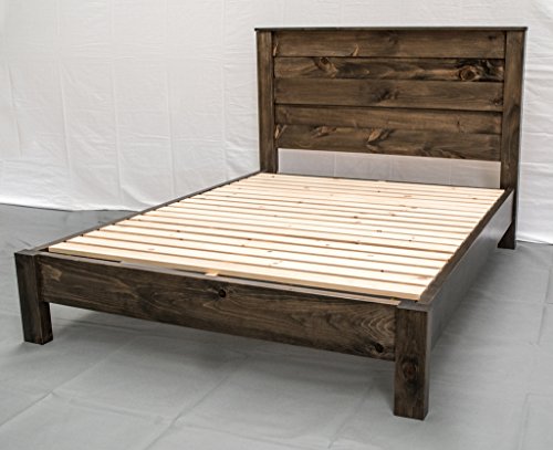 Rustic Farmhouse Platform Bed W, Wood Platform Bed Frame With Headboard Queen