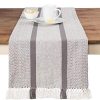 Sticky Toffee Cotton Woven Table Runner With Fringe Traditional Diamond Gray 14 In X 72 In 0 100x100