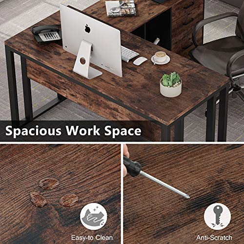 Tribesigns L Shaped Computer Desk 55 Inch Large Executive Office Desk Business Furniture With 40 Inch Lateral Mobile Farmhouse Goals