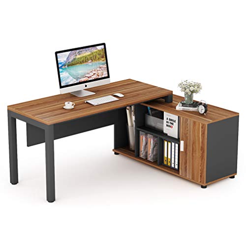 Tribesigns L Shaped Desk Large, Tribesigns L Shaped Office Desk With Storage Shelves