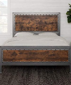 farmhouse furniture bedroom bed footboard reclaimed edison headboard walker rustic queen frame metal brown wood company beds