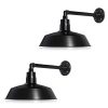 14in Satin Black Outdoor Gooseneck Barn Light Fixture With 13in Long Extension Arm Wall Sconce Farmhouse Vintage Antique Style UL Listed 9W 900lm A19 LED Bulb 5000K Cool White 2 Pack 0 100x100