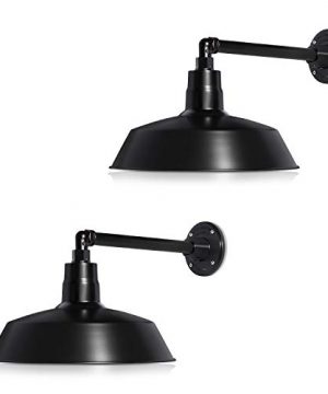 14in Satin Black Outdoor Gooseneck Barn Light Fixture With 13in Long Extension Arm Wall Sconce Farmhouse Vintage Antique Style UL Listed 9W 900lm A19 LED Bulb 5000K Cool White 2 Pack 0 300x360