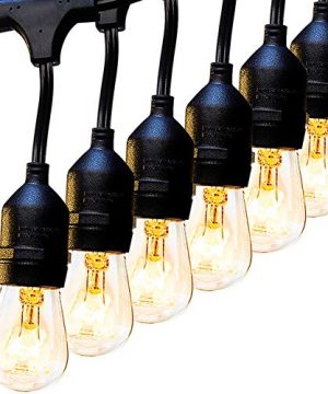 2 Pack 48 FT Outdoor String Lights Commercial Grade Weatherproof Strand 16 Edison Vintage Bulbs 15 Hanging Sockets UL Listed Heavy Duty Decorative Caf Patio Lights For Bistro Garden 0 300x360