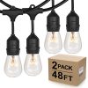 2 Pack Dimmable Outdoor String Lights For Patio Waterproof Hanging Vintage 11W Edison Bulbs 48Ft Commercial Lights String Perfect For Cafe Bistro Backyard Pergola Blk96ft 0 100x100