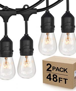 2 Pack Dimmable Outdoor String Lights For Patio Waterproof Hanging Vintage 11W Edison Bulbs 48Ft Commercial Lights String Perfect For Cafe Bistro Backyard Pergola Blk96ft 0 300x360