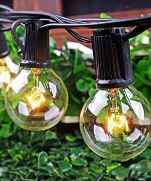 50Ft String Lights G40 String Lights With 52 Clear Bulbs UL Listed For Patio Garden Wedding Backyard Deck Pergolas Gazebos Blacony String Lights Indoor Outdoor Commercial Use Black Wire 0 300x360