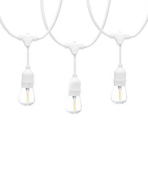 AmazonBasics 48 Foot LED Commercial Grade Outdoor String Lights With 16 Edison Style S14 LED Soft White Bulbs White Cord 0 300x360