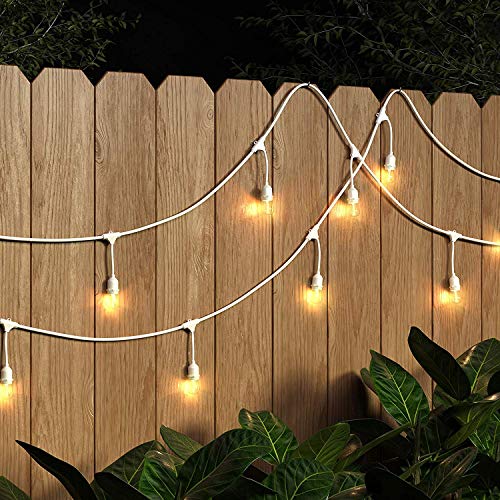 AmazonBasics 48 Foot LED Commercial Grade Outdoor String Lights With 16 Edison Style S14 LED Soft White Bulbs White Cord 0 4