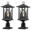 Beionxii Outdoor Post Light Fixtures Twin Pack Exterior Pillar Lantern Outside Lamp Post With 3 Inch Pier Mount Adapter Sand Textured Black Cast Aluminum With Clear Glass A331P 2PK 0 100x100