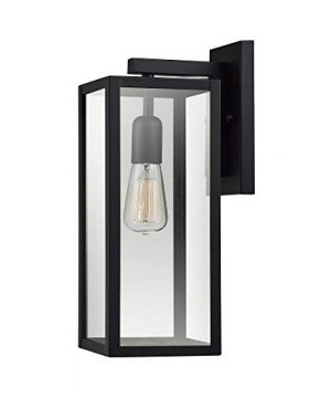 Bowery 1 Light Outdoor Indoor Wall Sconce Matte Black Clear Glass Shade44176 0 300x360