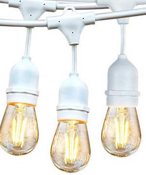Brightech Ambience Pro White Waterproof LED Outdoor String Lights Hanging 2W Vintage Edison Bulbs 48 Ft Cafe Lights Create Bistro Ambience In Your Gazebo Back Yard 0 300x360