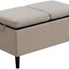 Convenience Concepts Designs4Comfort Magnolia Storage Ottoman With Trays Soft Beige Fabric 0 100x100