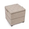 Decent Home Storage Ottoman Cube Foot Rest Stool Square Coffee Table With Tray Lid Beige 0 100x100