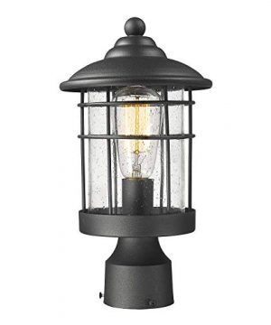 Emliviar 1 Light Outdoor Post Light Exterior Post Lantern In Black Finish With Seeded Glass 1803CW2 P 0 300x360
