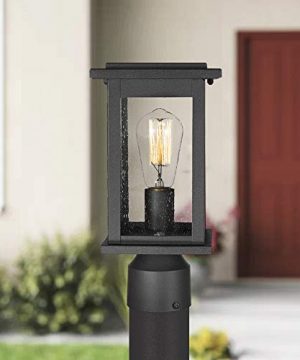 Emliviar Outdoor Post Light Fixtures 2 Pack Exterior Pillar Light In Black Finish With Seeded Glass 1803EW1 P 2PK 0 3 300x360